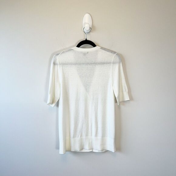 Eddie Bauer Women’s Short Sleeve Button Down Cardigan Sweater Cream Size Small - Picture 2 of 9